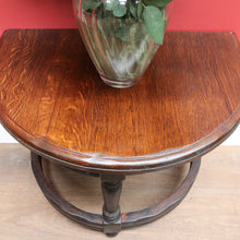 Load image into Gallery viewer, x SOLD Antique French Oak Demi-Lune Credenza Lamp or Side Table with Turned Legs and Curved Stretcher. B12737