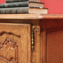 Load image into Gallery viewer, x SOLD Pair of Vintage French Oak Bedside or Side Tables with Scroll Feet & Brass. B12304