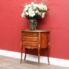 Load image into Gallery viewer, x SOLD French Demi-Lune Lingerie Cabinet with Marquetry and Gilt Brass Gallery. B12739