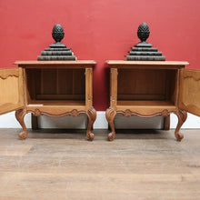 Load image into Gallery viewer, x SOLD Pair of Vintage French Oak Bedside or Side Tables with Scroll Feet & Brass. B12304