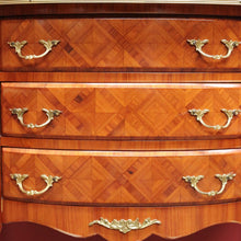 Load image into Gallery viewer, x SOLD French Demi-Lune Lingerie Cabinet with Marquetry and Gilt Brass Gallery. B12739