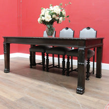 Load image into Gallery viewer, Antique Australian Ed Rosenstengel Silky Oak Dining Table with Carved Legs. B13170