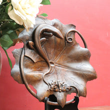Load image into Gallery viewer, x SOLD Carved Black Forest Tray featuring a Lizard and Dragonfly on Lily Pad. B12711