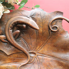 Load image into Gallery viewer, x SOLD Carved Black Forest Tray featuring a Lizard and Dragonfly on Lily Pad. B12711