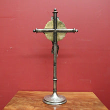 Load image into Gallery viewer, x SOLD French Art Nouveau Silver-Plate & Brass Crucifix with Sunrise Motif. B12480