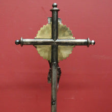 Load image into Gallery viewer, x SOLD French Art Nouveau Silver-Plate & Brass Crucifix with Sunrise Motif. B12480