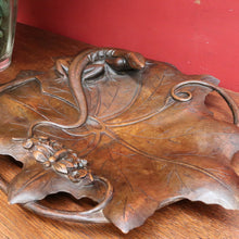 Load image into Gallery viewer, x SOLD Carved Black Forest Tray featuring a Lizard and Dragonfly on Lily Pad. B12711