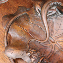 Load image into Gallery viewer, x SOLD Carved Black Forest Tray featuring a Lizard and Dragonfly on Lily Pad. B12711