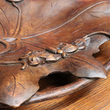 Load image into Gallery viewer, x SOLD Carved Black Forest Tray featuring a Lizard and Dragonfly on Lily Pad. B12711