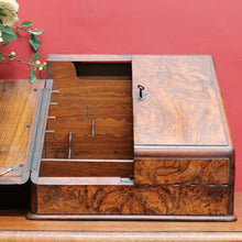 Load image into Gallery viewer, Victorian English Burr Walnut Stationery Box with Fitted Interior, Drawer. B12887