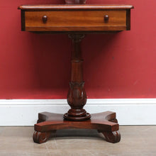 Load image into Gallery viewer, Antique Australian Cedar Single Drawer Pedestal Side Table with Carved Tulip Base. B13164