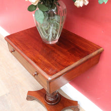 Load image into Gallery viewer, Antique Australian Cedar Single Drawer Pedestal Side Table with Carved Tulip Base. B13164