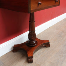 Load image into Gallery viewer, Antique Australian Cedar Single Drawer Pedestal Side Table with Carved Tulip Base. B13164