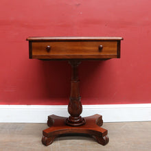 Load image into Gallery viewer, Antique Australian Cedar Single Drawer Pedestal Side Table with Carved Tulip Base. B13164