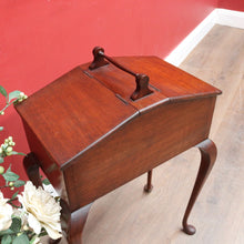 Load image into Gallery viewer, Antique English Mahogany Queen Anne Style Sewing Table with Lift Up Lid, Sliding Interior Tray and Cabriole Legs. B13163