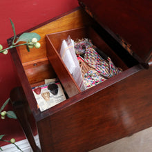 Load image into Gallery viewer, Antique English Mahogany Queen Anne Style Sewing Table with Lift Up Lid, Sliding Interior Tray and Cabriole Legs. B13163