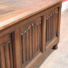 Load image into Gallery viewer, x SOLD Antique French Oak Linen Fold Hall Seat Lift Top Blanket Box Chair B12736