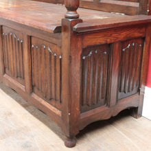 Load image into Gallery viewer, x SOLD Antique French Oak Linen Fold Hall Seat Lift Top Blanket Box Chair B12736