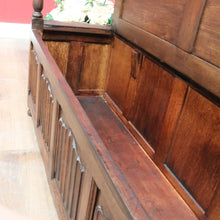 Load image into Gallery viewer, x SOLD Antique French Oak Linen Fold Hall Seat Lift Top Blanket Box Chair B12736
