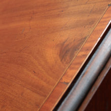 Load image into Gallery viewer, Antique Mahogany Inlaid Fall Front Writing Bureau with Fitted Interior, Three Drawers and Brass Swan Neck Handles. B13180