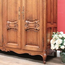 Load image into Gallery viewer, X SOLD Antique French Oak Four Door Armoire Wardrobe with Hanging Space and Shelves. B12320