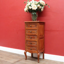 Load image into Gallery viewer, x SOLD Vintage French Oak Lingerie Chest of 5 Drawers Bedside or Hall Cabinet B12793