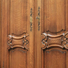 Load image into Gallery viewer, X SOLD Antique French Oak Four Door Armoire Wardrobe with Hanging Space and Shelves. B12320