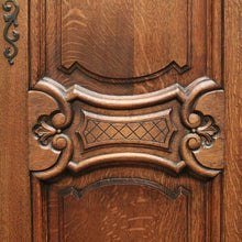 Load image into Gallery viewer, X SOLD Antique French Oak Four Door Armoire Wardrobe with Hanging Space and Shelves. B12320