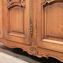 Load image into Gallery viewer, X SOLD Antique French Oak Four Door Armoire Wardrobe with Hanging Space and Shelves. B12320