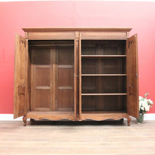 Load image into Gallery viewer, X SOLD Antique French Oak Four Door Armoire Wardrobe with Hanging Space and Shelves. B12320