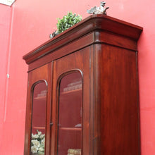 Load image into Gallery viewer, Antique Australian Cedar Two Door Bookcase Display Cabinet with Arched Glass Panels. B13162