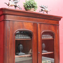 Load image into Gallery viewer, Antique Australian Cedar Two Door Bookcase Display Cabinet with Arched Glass Panels. B13162
