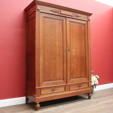 Load image into Gallery viewer, x SOLD Antique French Oak Cloak Cabinet or Wardrobe with Drawers and Coat Hooks. B12278
