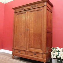 Load image into Gallery viewer, x SOLD Antique French Oak Cloak Cabinet or Wardrobe with Drawers and Coat Hooks. B12278