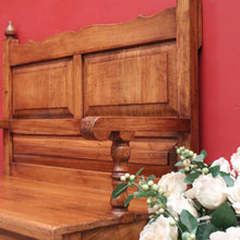 Load image into Gallery viewer, x SOLD Antique French Oak Hall Seat/Veranda Seat with Scalloped Detailing and Turned Legs. B12292