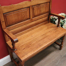 Load image into Gallery viewer, x SOLD Antique French Oak Hall Seat/Veranda Seat with Scalloped Detailing and Turned Legs. B12292