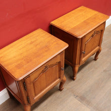 Load image into Gallery viewer, x SOLD Vintage French Oak Pair of Bedside Table Cabinet with Single Door B12756