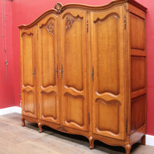 Load image into Gallery viewer, x SOLD An Antique French Oak 4 Door Bedroom Wardrobe Linen Press Armoire Cabinet B12802