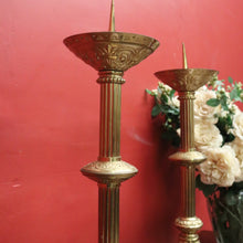 Load image into Gallery viewer, Pair of Antique French Gothic Solid Brass Church Candlestick Holders. B12319