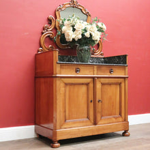 Load image into Gallery viewer, x SOLD Antique French Marble Top Dresser with Ornate Mirror and Storage Cabinet. B12400