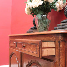 Load image into Gallery viewer, x SOLD Antique French Oak Sideboard Cabinet with Brass Handles, Keys, Scalloped Apron. B12280