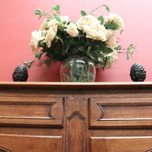 Load image into Gallery viewer, x SOLD Antique French Oak Sideboard Cabinet with Brass Handles, Keys, Scalloped Apron. B12280