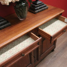 Load image into Gallery viewer, x SOLD Antique French Oak Sideboard Cabinet with Brass Handles, Keys, Scalloped Apron. B12280