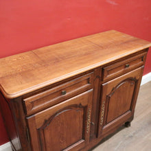 Load image into Gallery viewer, x SOLD Antique French Oak Sideboard Cabinet with Brass Handles, Keys, Scalloped Apron. B12280