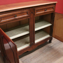 Load image into Gallery viewer, x SOLD Antique French Oak Sideboard Cabinet with Brass Handles, Keys, Scalloped Apron. B12280