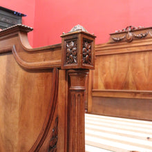 Load image into Gallery viewer, x SOLD Antique French Walnut Double Bed with Carved Ribbon, Floral & Cartouche Detail. B12193