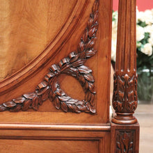 Load image into Gallery viewer, x SOLD Antique French Walnut Double Bed with Carved Ribbon, Floral & Cartouche Detail. B12193
