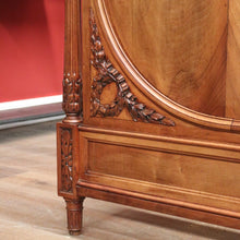 Load image into Gallery viewer, x SOLD Antique French Walnut Double Bed with Carved Ribbon, Floral & Cartouche Detail. B12193
