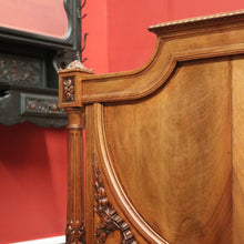 Load image into Gallery viewer, x SOLD Antique French Walnut Double Bed with Carved Ribbon, Floral & Cartouche Detail. B12193