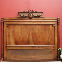 Load image into Gallery viewer, x SOLD Antique French Walnut Double Bed with Carved Ribbon, Floral & Cartouche Detail. B12193